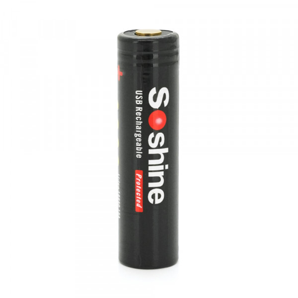 Акумулятор 18650 Li-Ion Soshine 18650USB-3.7-3600, microUSB, 3600mAh, 4.5A, 4.2/3.6/2.75V, Black