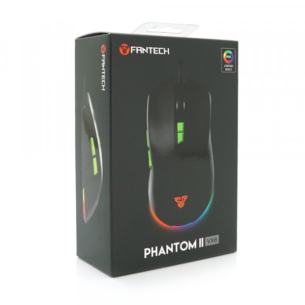 Ігрова миша провідна PHANTOM II VX6, 7 кнопок, 400-7200 DPI, Led Lighting RGB, 1,8м, Windows XP/Vista/Win7/8/10/11 Mac OS X, Black, COLOR BOX