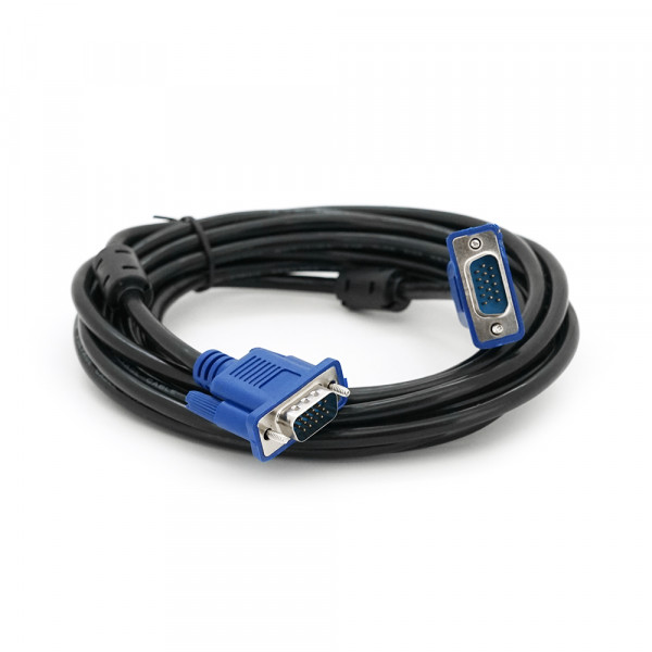 Кабель Merlion VGA 3+2 4m, male to male (тато-тато), 2 ферити, чорно-синій, пакет Q100