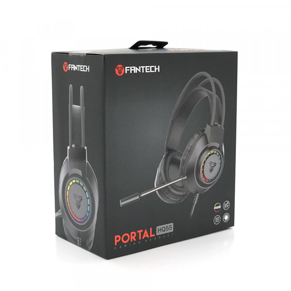 Ігрові навушники з мікрофоном Fantech HQ55 PORTAL, 7.1-Channel, RGB, Black, Color Box