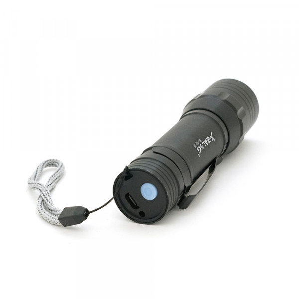 Ліхтарик Bailong BL-19, 3+1 режим, алюміній, вбудований акум, USB кабель, Box