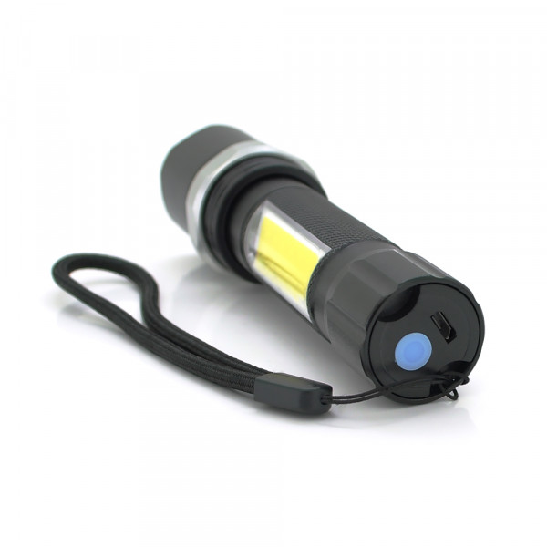 Ліхтарик ручний LATERNA M919, COB+ 3W XPE led, Zoom, 2+1 режим, корпус метал, вбудований аккум, USB кабель, IP40, 140х33х26, Box