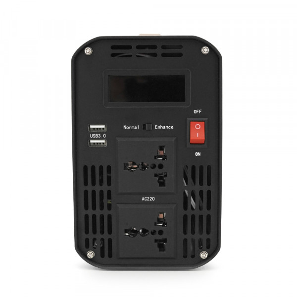 Інвертор напруги AEV6500W, 3000W, 12/220V з апроксимованою синусоїдою, 2 універсальні розетки, 2*USB (DC:5V/2.4A), клемні дроти, BOX