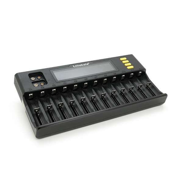 ЗУ універсальне Liitokala Lii-S12, 12+2 каналів, Ni-Mh/Li-ion/LiFePo4/крона, 220V/12V, LED+LCD, Box