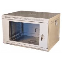 Шафа телекомунікаційна 19" VAGO 6U, настінна, двері акрил, сіра, (370х600х450)