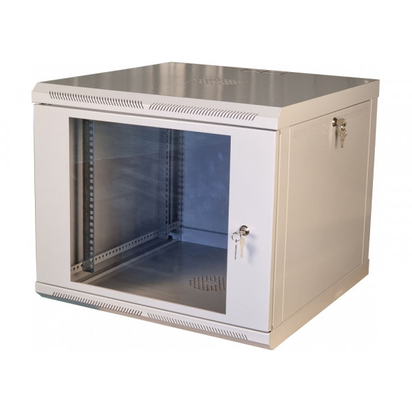 Шафа телекомунікаційна 19" VAGO 9U, настінна, двері акрил, сірий, (505х600х600)