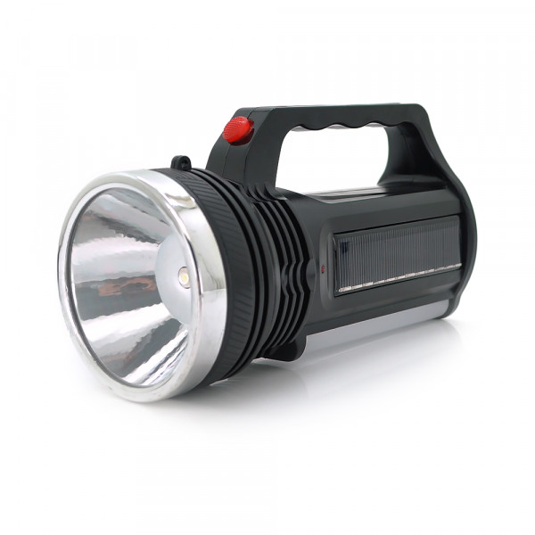 Ліхтар пошуковий ForLife FL-3276, 1LED+COB T6, 10W, 1+1 режим, 750mah, Black, IP40, кабель 220В+Solar, 170х80х100мм, BOX