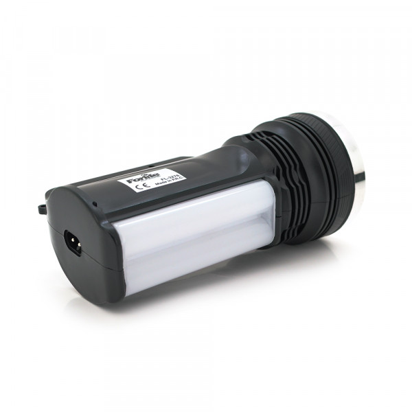 Ліхтар пошуковий ForLife FL-3276, 1LED+COB T6, 10W, 1+1 режим, 750mah, Black, IP40, кабель 220В+Solar, 170х80х100мм, BOX
