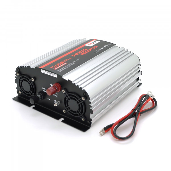 Інвертор напруги Carspa-1200-242 (1200Вт), 12/220V, approximated,  2Shuko, USB, клеми, Box Q4
