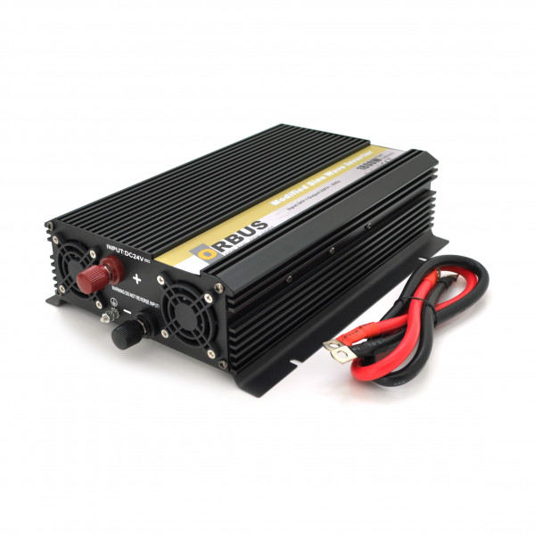 Інвертор напруги ORBUS ORMS24-1800 (1800Вт), 24/220V, approximated, 2 Shuko, клемні дроти, 5 запобіжників, Box.Q20