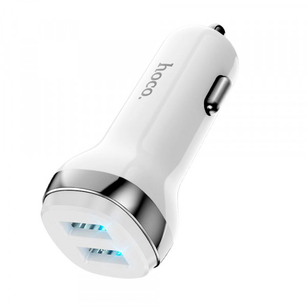 Набір АЗУ 12-24V HOCO Z40 + кабель Type-C, 2xUSB, 2.4A, кабель 1м, White, Box