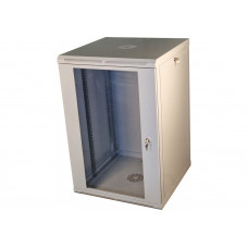 Шафа телекомунікаційна 19" VAGO 18U, настінна, двері акрил, сіра, (910х600х600)