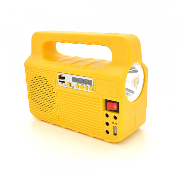 Переносний ліхтар RT908BT+Solar, 1+1 режим, Радіо+ Bluetooth колонка, вбудований акум, 3 лампочки 3W, USB вихід, Black/Orange