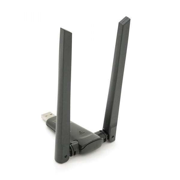 Бездротовий мережний адаптер Wi-Fi-USB Merlion LV-UAC21, RTL8811CU, з 2-ма антенами 10см, 802.11 a/b/g/n, 600MB, 2.4 GHz, Blister Q50