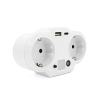 Розетка двійник із заземленням HHT609W, USB+Type-C, 3.4А, зашита від перевантаження, White