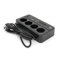 Мережевий фільтр із захистом від перенапруги G13H, 3000W, 4 Socket + 4 USB 3,2А + 2 Type-C + таймер, 2м, Black, Box