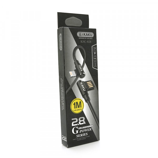 Кабель iKAKU KSC-028 JINDIAN charging data cable for iphone, Black, довжина 1м, 2.4A, BOX