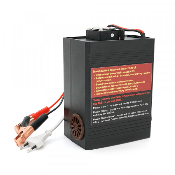 Пуско-зарядне ЗУ РОБОТ-30 для акумуляторів 12/24V (1-400Ah) (MF, WET, AGM, GEL, CA/CA), 160-245V, Струм заряду 20А, крокодили в комплекті