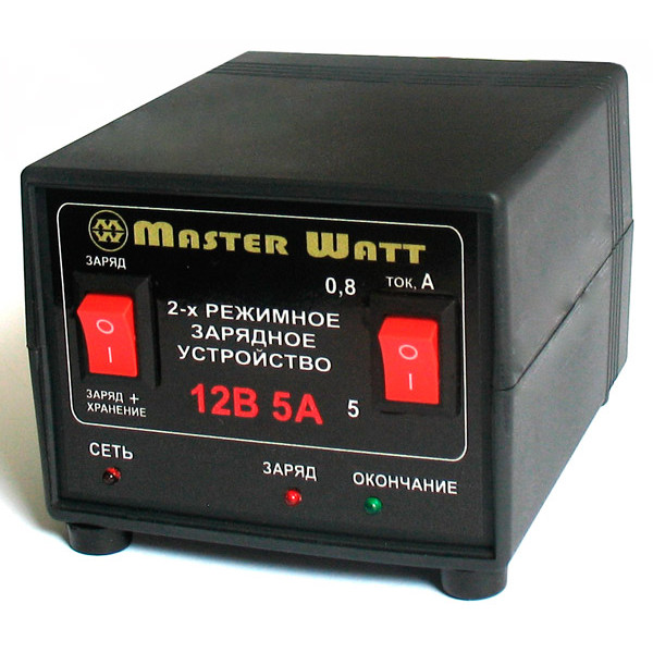 Автоматичне ЗУ для акумулятора MW-AZU12-5A 12V (4.5-100Ah) (MF,WET,AGM,GEL), 180-245V, Ток заряда режим-0,8А/5А, крокодили в комплекті