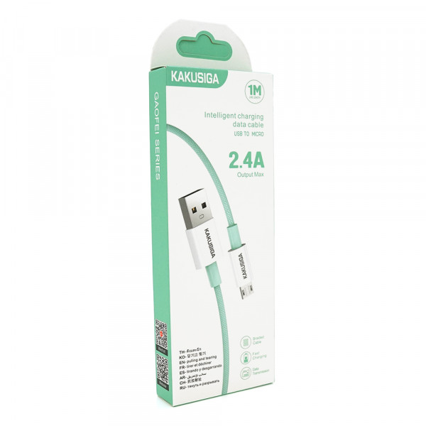 Кабель iKAKU KSC-723 GAOFEI smart charging cable for micro, Green, довжина 1м, 2.4A, BOX