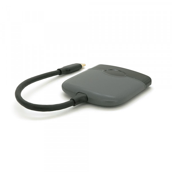 Хаб Type-C(тато) пластиковий, HDMI(мама)+USB3.0(мама)+PD(мама), 23cm, Black