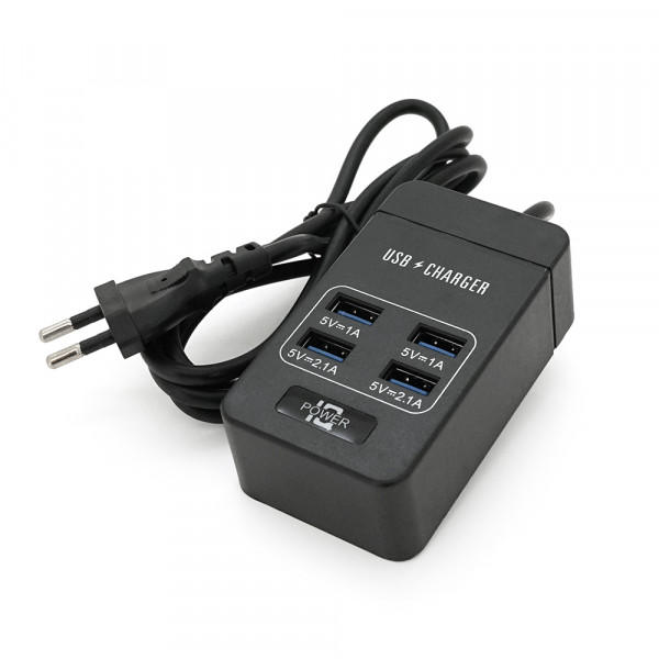 Мережевий фільтр ТВ-Т05, 4 USB, 1.5 м, перетин 3х0,5мм, 2.1А, Black, Box