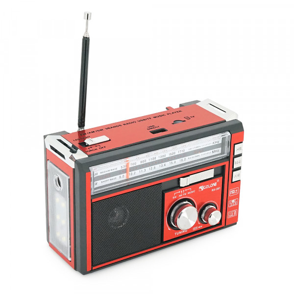 Радіоприймач GOLON RX381BT, LED, 3W, AM/FM радіо, Входи microSD, USB, Bluetooth, живлення від 220+АКБ+2*LR20, корпус пластмас, BOX