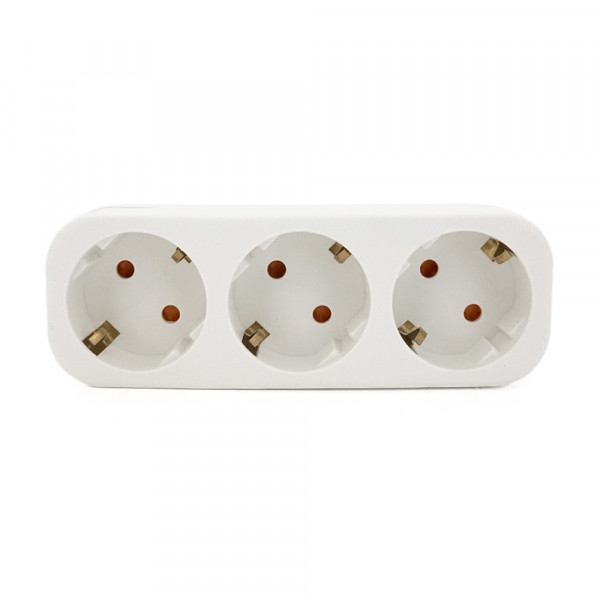 Розетка трійник з заземленням A303, White, Q10
