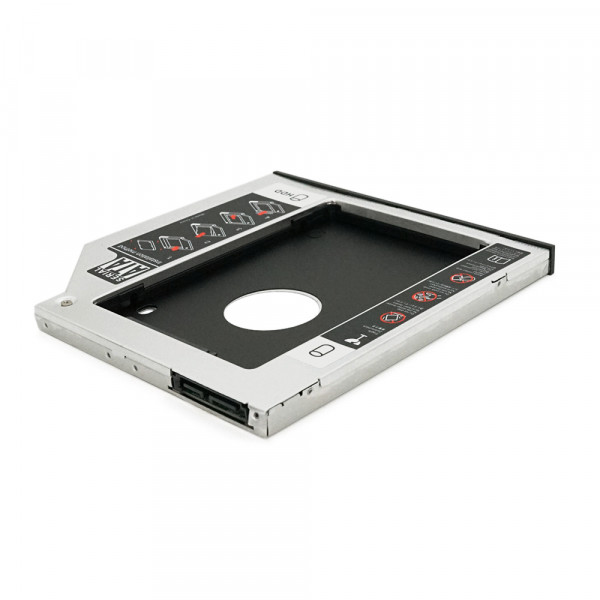 Адаптер підключення HDD 2.5'' 9.0 mm у відсік привода ноутбука SATA/mSATA (HDC-25), корпус aluminum, Blister, Q100