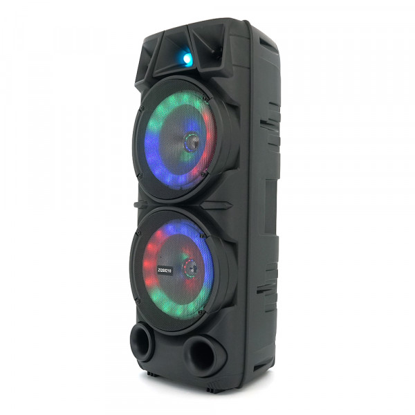 Потужна акустична система з підсвічуванням ZQS8210, 2*20W, 1*Bluetooth мікрофон, пульт, вбудований акум 4500mAh, живлення 220В, Black, Box