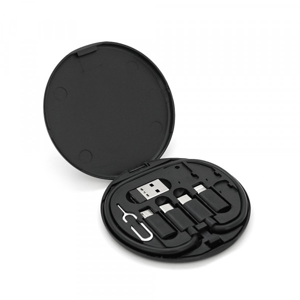 Кабель Data Cable Set, Type-C-Type-C+ перехідники (USB+Lighting+Micro), 60W, Black, довжина 0.2м, Case