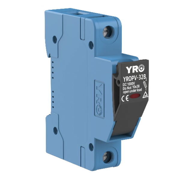 Корпус під плавкий запобіжник YROPV-32B DC FUSE 32A 1000V, на DIN-рейку, під запобіжник 10*38mm, синій
