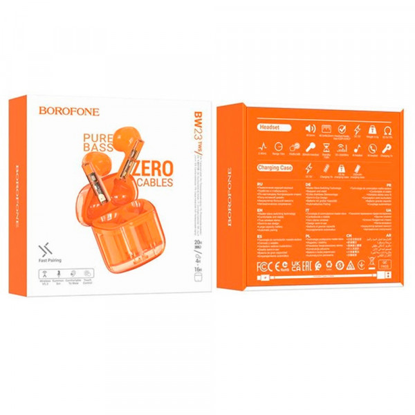 Навушники Bluetooth Borofone BW23, Orange, Кейс