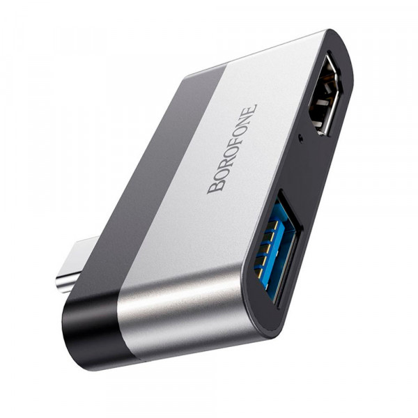 Перехідник BOROFONE DH2 Type-C(Male) - USB3.0+2*HDMI, Black, Box