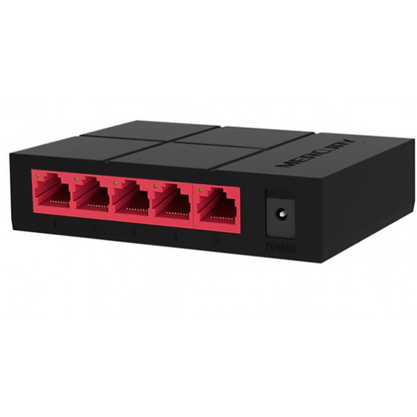 Комутатор Mercury SG105M 5 портів Ethernet 10/100 Мбіт/1000 Мбіт/сек, + перехідник, BOX Q60