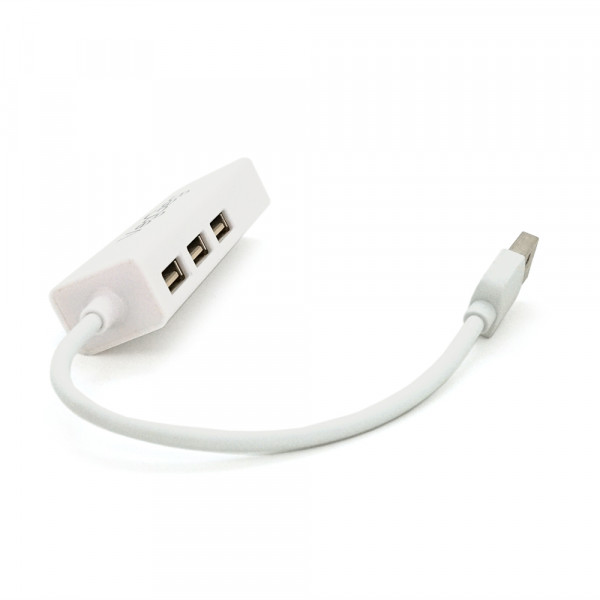 Контролер USB 2.0 до Ethernet VEGGIEG  - Сетевой адаптер 100 / 1000Mbps з проводом RTL-8152B + FE2.2S + 3 порта USB2.0, White, Metal, Blister-Box