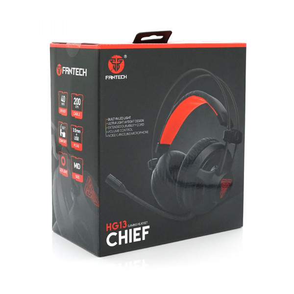 Ігрові навушники з мікрофоном Fantech HG13, Black, USB підсвічування, Color Box (226 * 205 * 114) 0,48кг