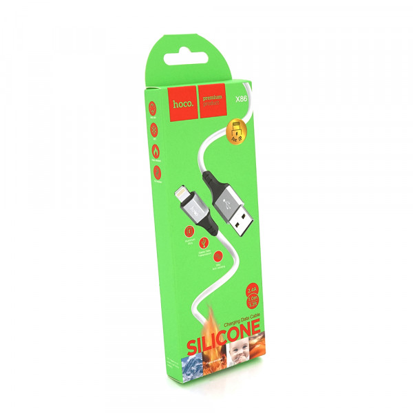Кабель Hoco X86, Lightning-USB, 2.4A, довжина 1м, White, BOX