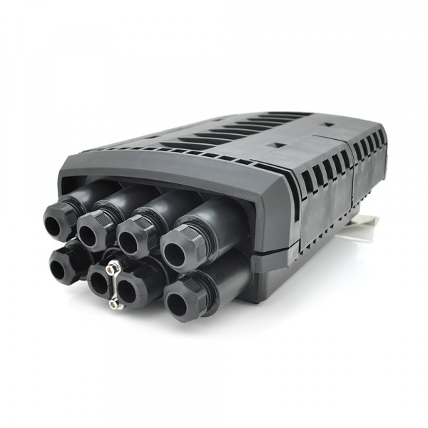 Муфта оптична Merlion ML-OP-F108H-12C, герметична, 3 введення, до 2-х касет, до 12 зварок, матеріал PP