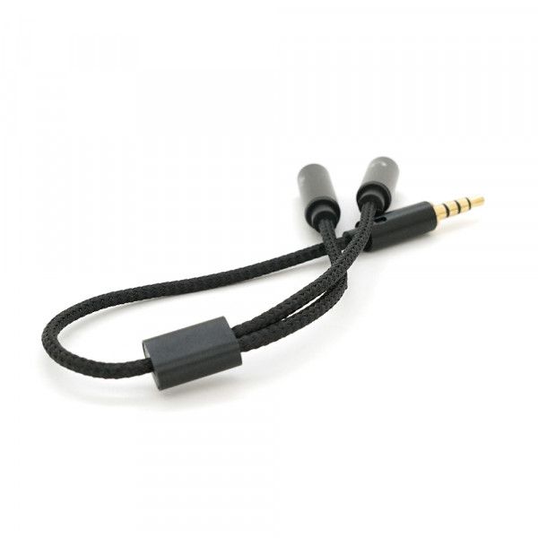 Розгалужувач аудіо для навушників і мікрофона, Jack 3.5 (тато) 4 pin =>2*Jack 3.5(мама) 3 pin, круглий в обплетенні, Box