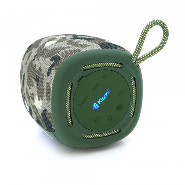 Колонка Kisonli Q17 Bluetooth 5.3, 1х8W, 1800mAh, USB/TF/TWS/FM/BT/LED, DC: 5V/1A, BOX, Camouflage, Q45