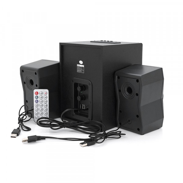 Колонки Kisonli TM-4000U, 5W+2x3W, USB/TF/BT/FM/AUX/LED light, із сабвуфером, DC: 5V, Black, BOX, Q8