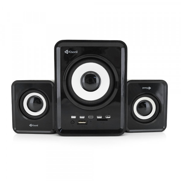 Колонки Kisonli U-2800BT, 5W+2x3W, USB/TF/BT/FM/AUX, із сабвуфером, DC: 5V, Black, BOX, Q30