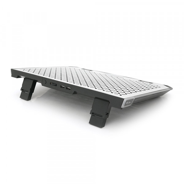 Підставка під ноутбук IceCoorel A17, 10-15.6", 6 * 80mm 1800±10% RPM, корпус пластик + алюміній, 2xUSB 2.0, 366x256x23mm, RGB, Box, Q20