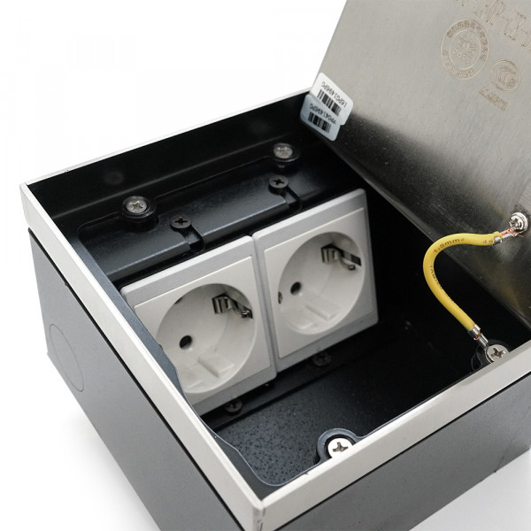 Розетка для підлоги подвійна, AC:110-250V/10-16A, Silver
