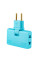 Трійник + перехідник 3 in 1, UK/US-EU, 220В, 10А, поворотний 180 °, Blue