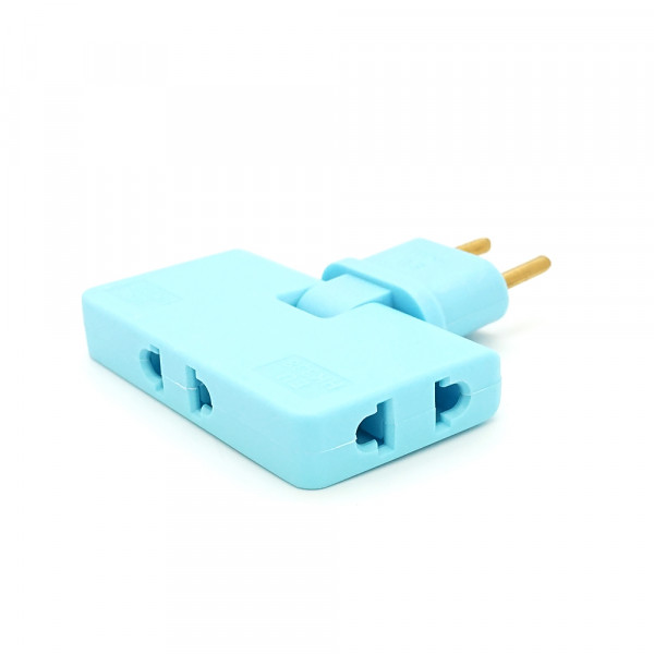 Трійник + перехідник 3 in 1, UK/US-EU, 220В, 10А, поворотний 180 °, Blue