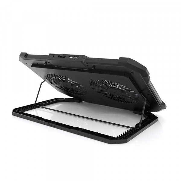 Підставка під ноутбук IceCoorel F8, 10-17", 2*125mm 1200±10% RPM, корпус пластик+алюміній, 2xUSB 2.0, 415x293x26.5mm, RGB, Box Q10