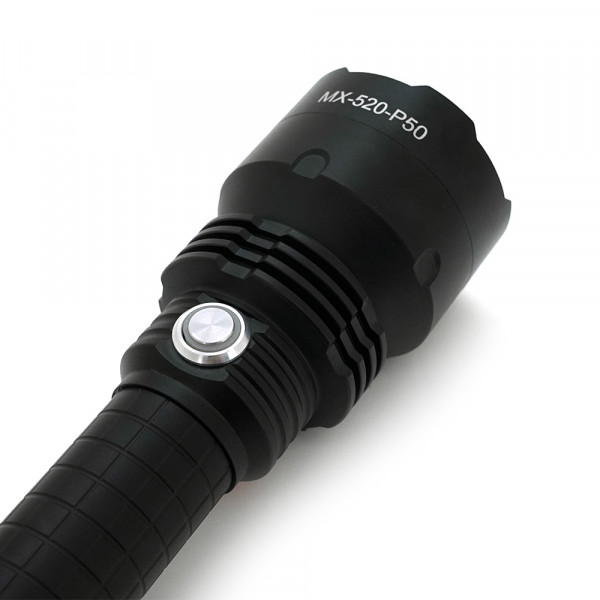 Ліхтар ручний POWERMASTER MX-520-P50, 1LED XPE led, 3.5W, 5 режими, 2х 26650/9800mah, Black, IP40, кабель USB-micro, 250х62х35мм, BOX