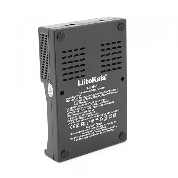 ЗП універсальний Liitokala Lii-M4S, 4 канала, 5V/Type-C, LED display, підтримуєLi-ion, 3.7V/1.2V AA/AAA 18650/26650/16340/14500/10440/18500